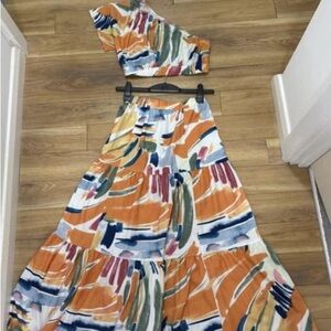 SHEIN Multicolor Abstract Skirt Set